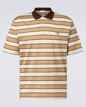 Prada Striped Cotton Polo Shirt - Metallic