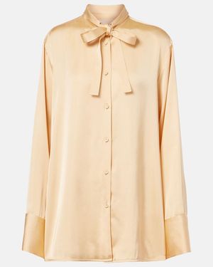 Jil Sander Bow-Detail Satin Blouse - Natural