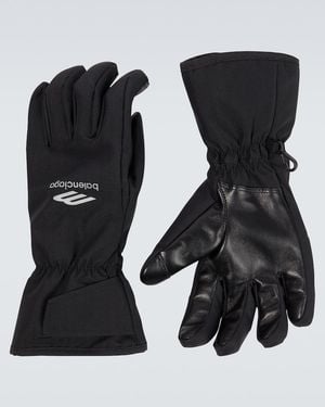 Balenciaga 3B Sports Icon Leather-Trimmed Ski Gloves - Black