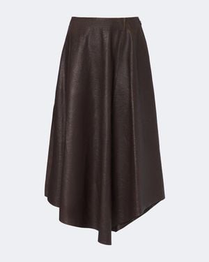 Ralph Lauren Cecilie Asymmetric Leather Midi Skirt - Brown