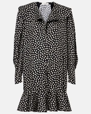 Chloé Polka-Dot Silk Jacquard Minidress - Black