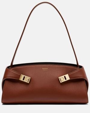 Ferragamo Hug East-West Small Leather Shoulder Bag - Brown