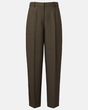 TOTEME Wool-Blend Wide-Leg Pants - Green
