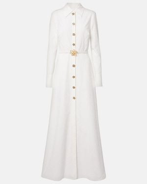 Oscar de la Renta Belted Cotton Poplin Shirt Dress - White