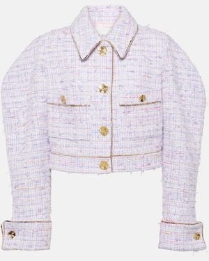 Nina Ricci Cropped Cotton-Blend Tweed Jacket - Blue