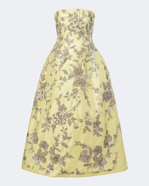La Fuori Bustierkleid Aurelia Aus Seide Mit Pailletten - Gelb