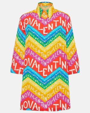Valentino Logo Cotton Shirt Dress - Multicolour