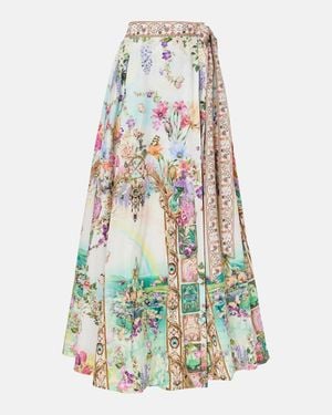 CAMILLA Printed Cotton Wrap Skirt - White