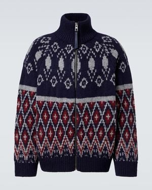 Loewe Cardigan Aus Woll-Jacquard - Blau