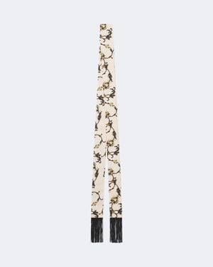 La DoubleJ Printed Fringed Silk Twill Scarf - Metallic