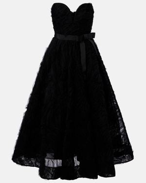 Rebecca Vallance Willow Embroidered Tulle Midi Dress - Black