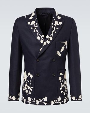Bode Blazer Snowdrop Aus Einem Wollgemisch - Blau