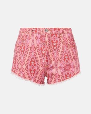 Etro Printed Denim Shorts - Red