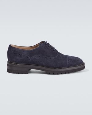 Manolo Blahnik Norton Suede Brogues - Blue