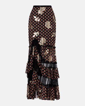 Etro Printed Silk-Blend Maxi Skirt - Black