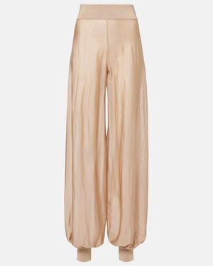 Alaïa Knitted Wide-Leg Pants - Natural