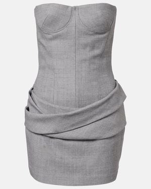 Alex Perry Draped Bustier Dress - Gray