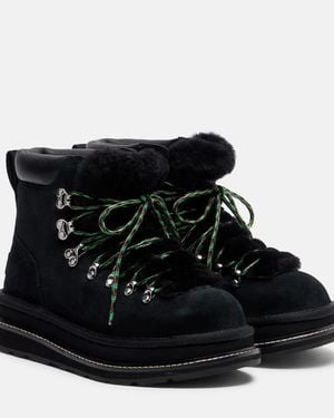 Sacai X Ugg Suede And Shearling Hiking Boots - Black