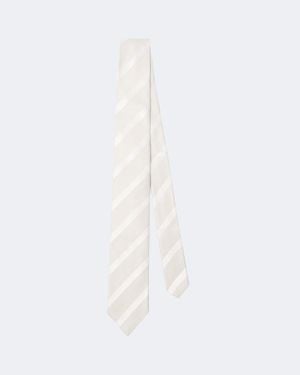 Brunello Cucinelli Corbata De Seda A Rayas - Blanco