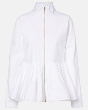 Alaïa Peplum Cotton Poplin Jacket - White