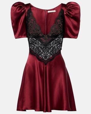 Rodarte Lace-Trimmed Silk Cocktail Dress - Red