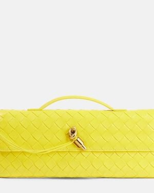 Bottega Veneta Andiamo Intrecciato Leather Clutch - Yellow
