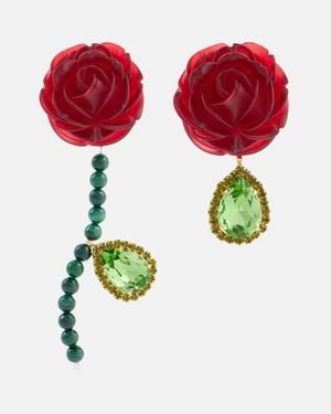 Magda Butrym Embellished Sterling Drop Earrings - Red