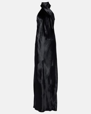 Galvan London Pandora Halterneck Satin Gown - Black