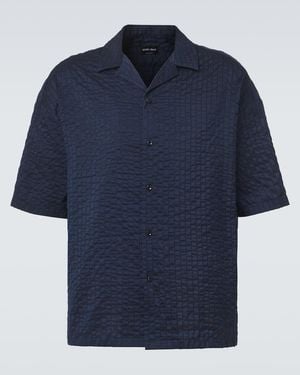 Giorgio Armani Seersucker Bowling Shirt - Blue