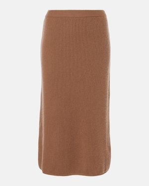Max Mara Just Ribbed-Knit Wool And Cashmere Midi Skirt - Brown