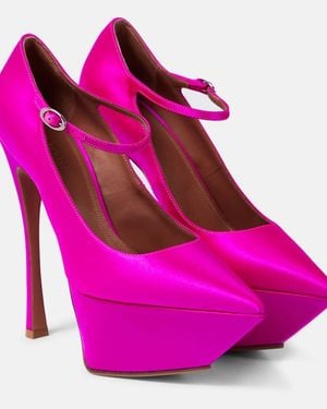AMINA MUADDI Yigit Satin Platform Court Shoes - Purple