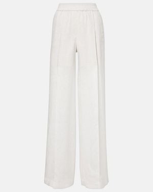 Brunello Cucinelli Linen Wide-Leg Trousers - White
