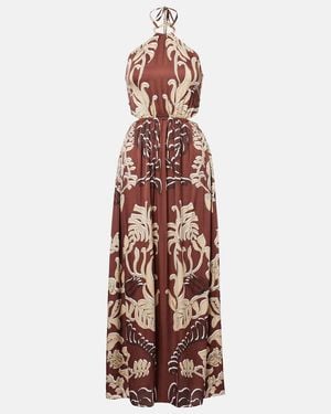 Poupette Isore Printed Halterneck Maxi Dress - Brown