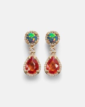 Suzanne Kalan Pendientes Doublet De Oro De 18 Ct Con Piedras - Rojo
