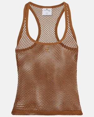 Courreges Scuba Cotton Mesh Tank Top - Brown