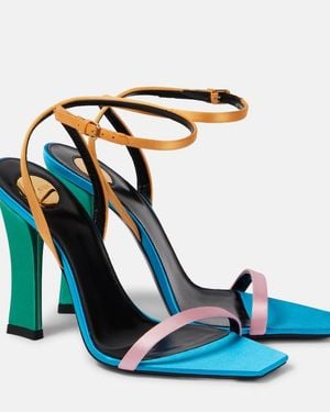 Saint Laurent Dominique 110 Crepe Satin Sandals - Blue