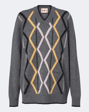 Plan C Jersey Argyle De Lana Y Cachemir - Gris