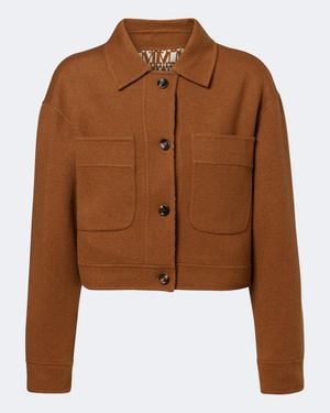 Max Mara Veste Reversible En Laine Et Cachemire Melanges - Marron