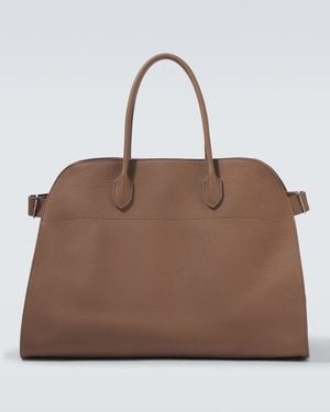 The Row Margaux 17 Leather Tote Bag - Brown