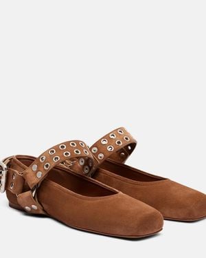 Alaïa Suede Ballet Flats 'Biker' - Brown