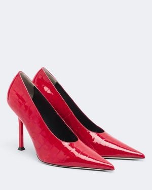 Christen Helix Croc-Effect Patent Leather Court Shoes - Red