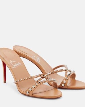 Christian Louboutin Tatoosh 85 Spiked Leather Mules - Natural