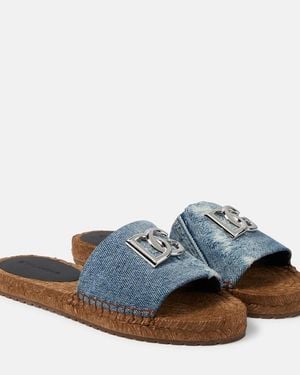 Dolce & Gabbana Pantoletten Dg Aus Denim - Blau
