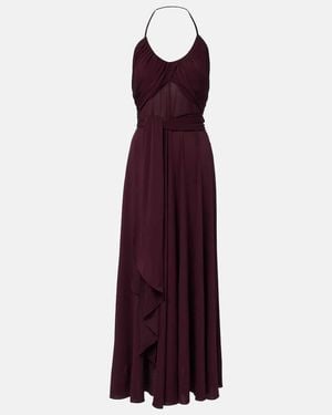 Alaïa Draped Halterneck Jersey Maxi Dress - Purple