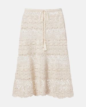 Anna Kosturova Marianne Crochet Cotton Midi Skirt - Natural