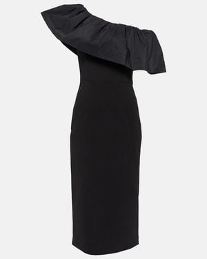 Rebecca Vallance After Hours One-shoulder Taffeta-paneled Crepe Midi Dress - Black
