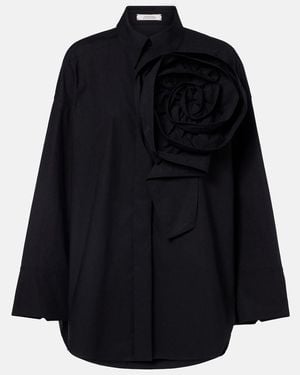 Dorothee Schumacher Floral-Applique Oversized Cotton-Blend Shirt - Blue