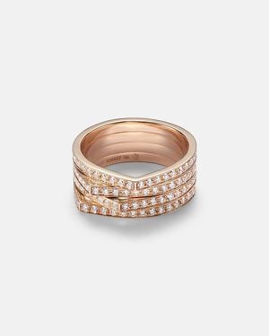 Repossi Antifer 4 Rows 18Kt Rose Ring With Diamonds - White
