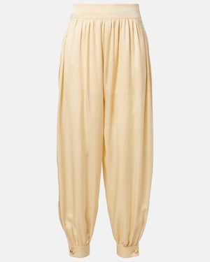 Zimmermann Como Silk Satin Tapered Trousers - Natural