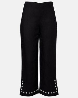 STAUD Piha Linen-Blend Flared Trousers - Black